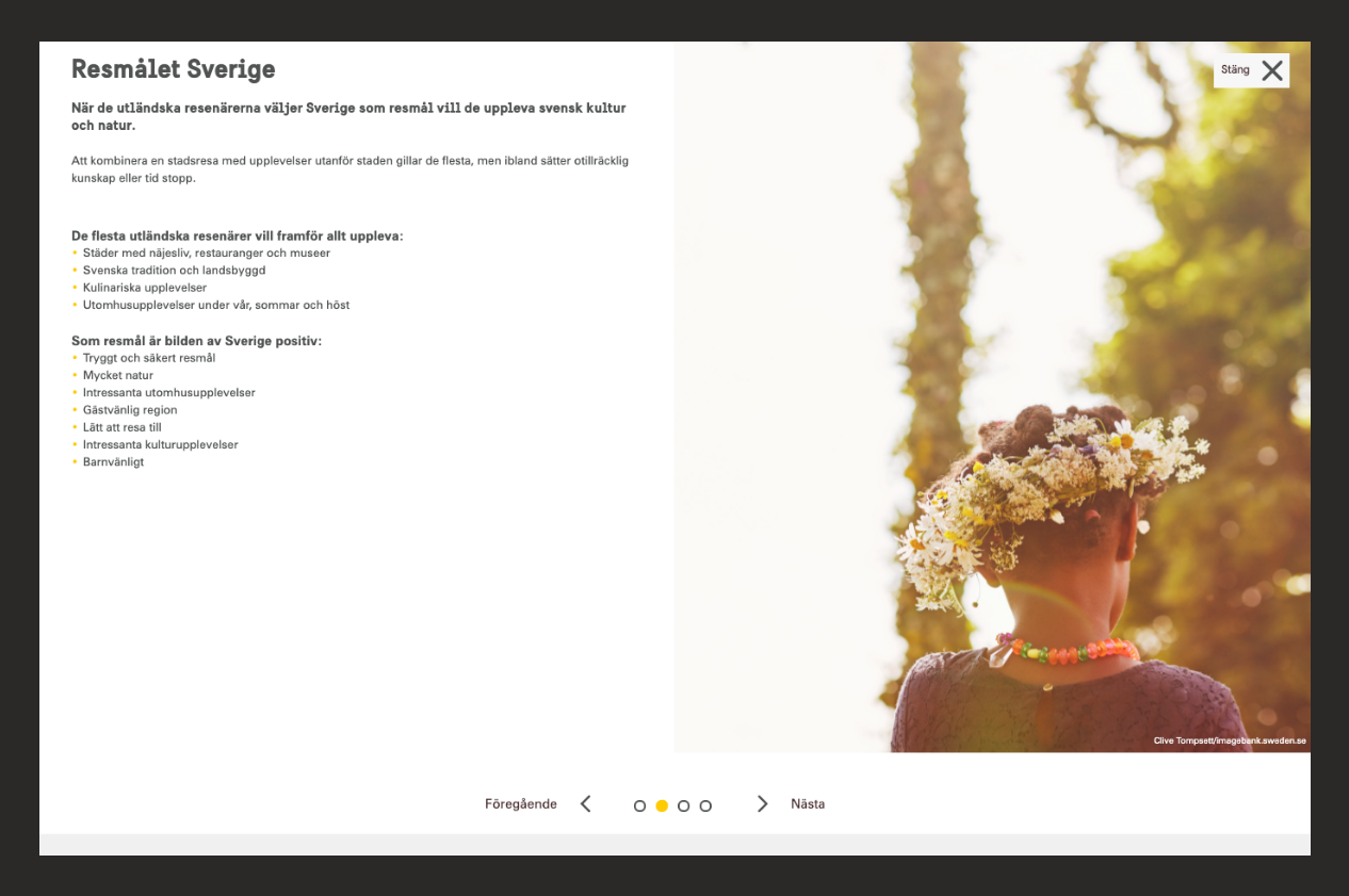 Digital guide för Visit Sweden kapitel om bilden turister har av Sverige