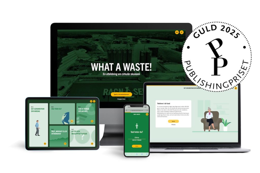 Webbutbildningen What a Waste vinner guld i Publishingpriset 2025.